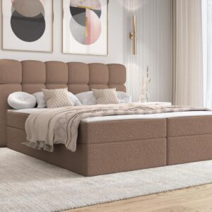 wohnli-moebel-suche-800001749309-1 BOXBETT Softi 2 Boucle - H3 Textil MIRJAN24 Möbel > Betten > Boxspringbetten Braun