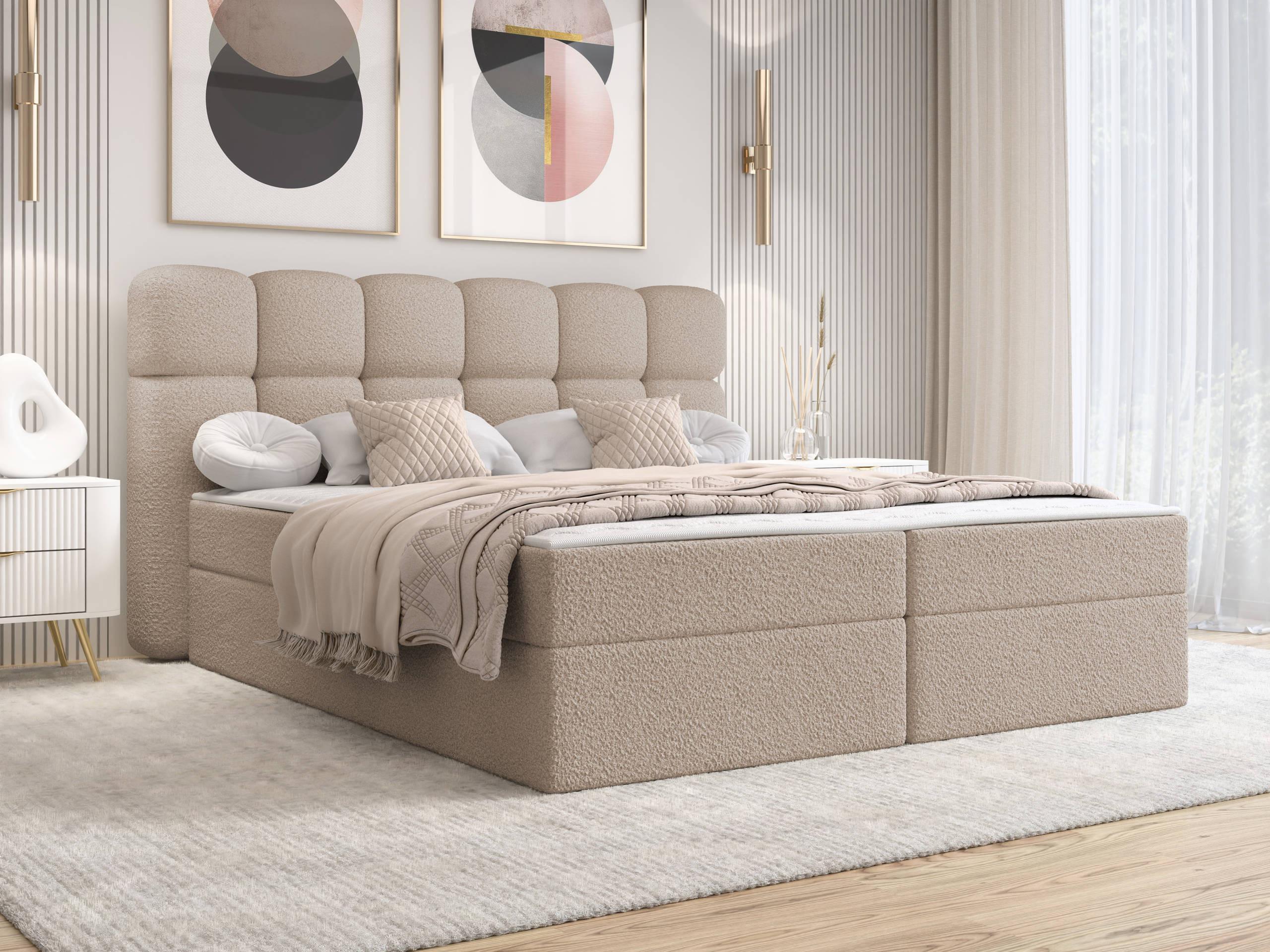 BOXBETT Softi 2 Boucle - H3 Textil MIRJAN24 Möbel > Betten > Boxspringbetten Beige