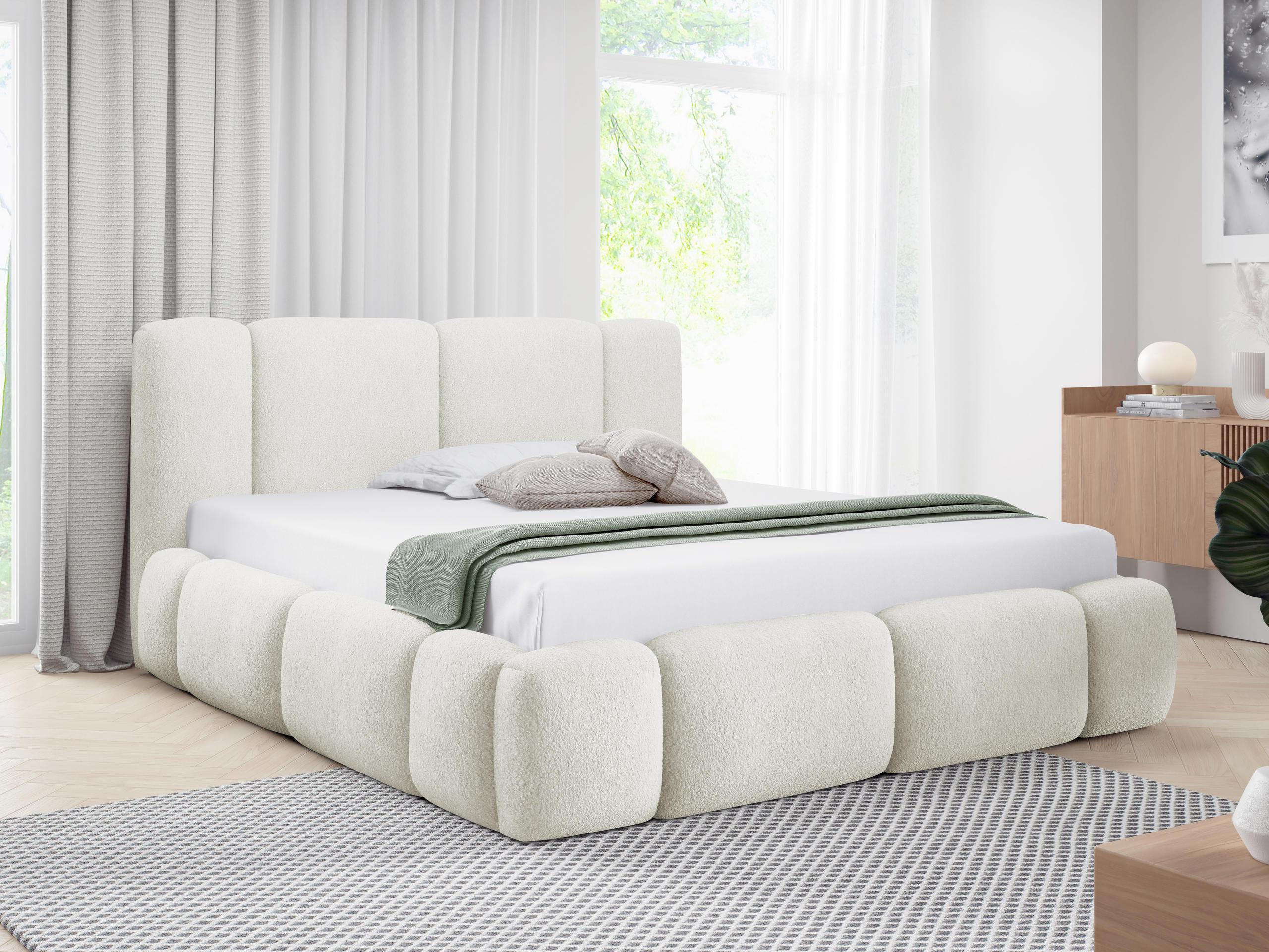 POLSTERBETT Bianco Boucle Textil MIRJAN24 Möbel > Betten > Polsterbetten Weiß