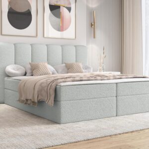 BOXBETT Softi 1 Boucle - H3 Textil MIRJAN24 Möbel > Betten > Boxspringbetten Grau