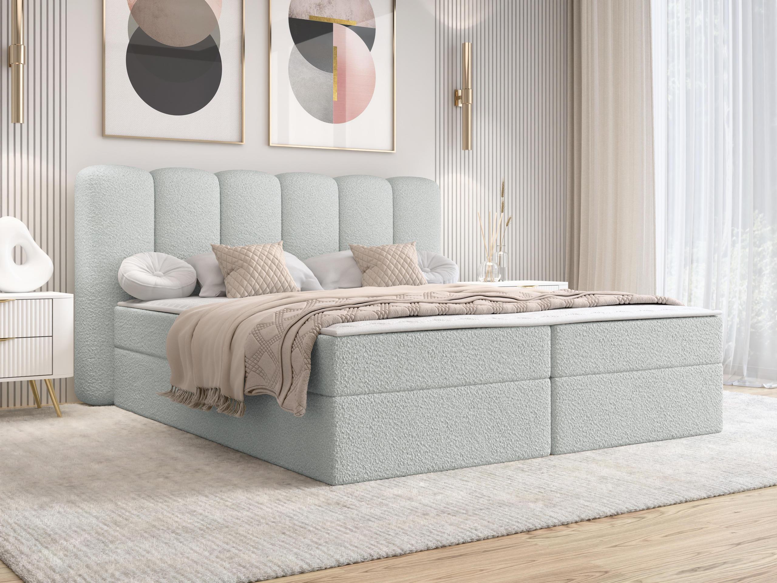 BOXBETT Softi 1 Boucle - H3 Textil MIRJAN24 Möbel > Betten > Boxspringbetten Grau