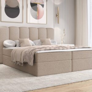 BOXBETT Softi 1 Boucle - H3 Textil MIRJAN24 Möbel > Betten > Boxspringbetten Beige