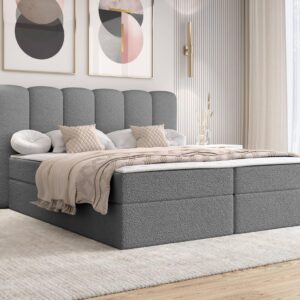 wohnli-moebel-suche-800001749545-1 BOXBETT Softi 1 Boucle - H3 Textil MIRJAN24 Möbel > Betten > Boxspringbetten Grau