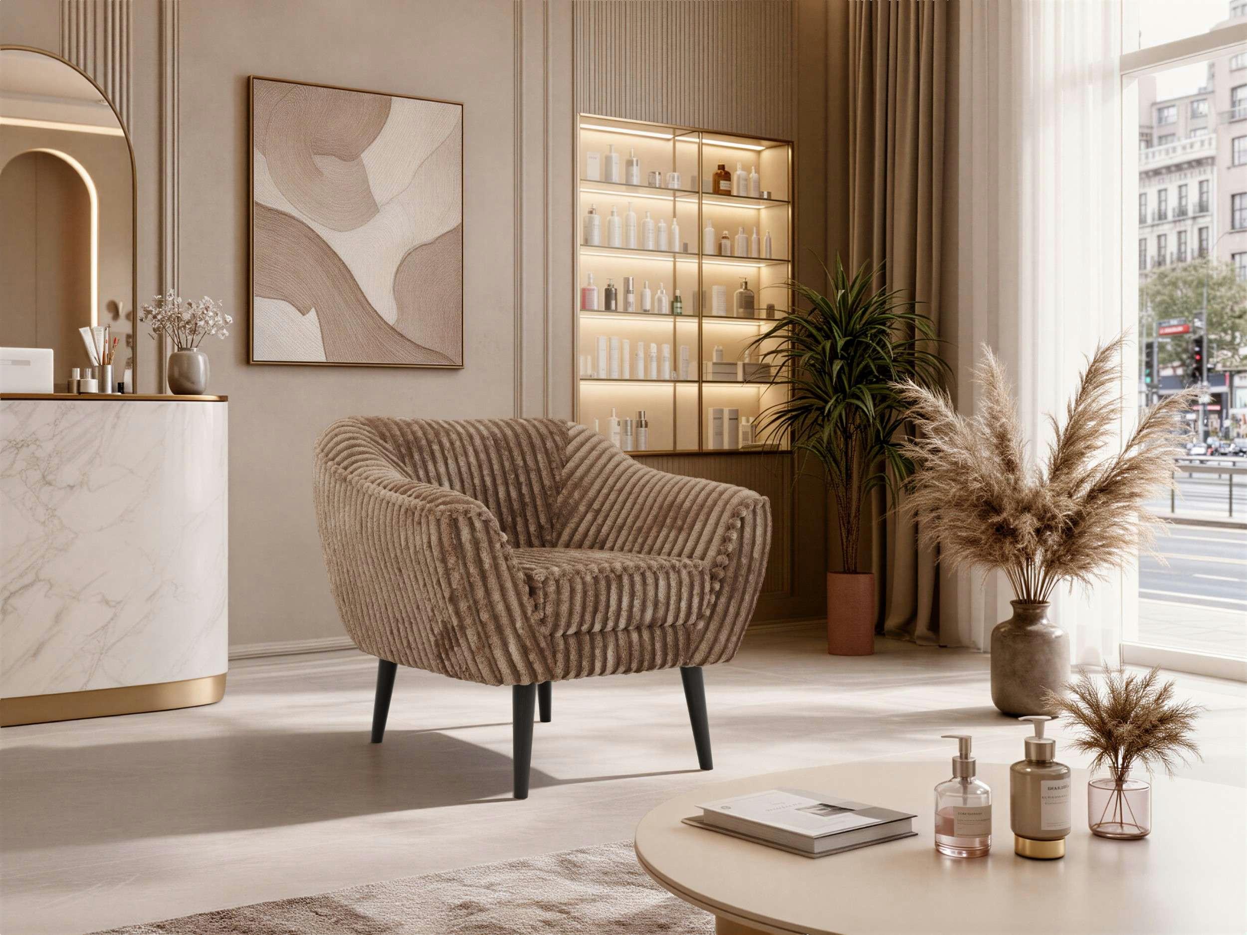 wohnli-moebel-suche-800001750482-1 SESSEL PIRS - Braun Cord - Schwarze Beine Textil MKS Möbel > Sessel > Polstersessel Braun