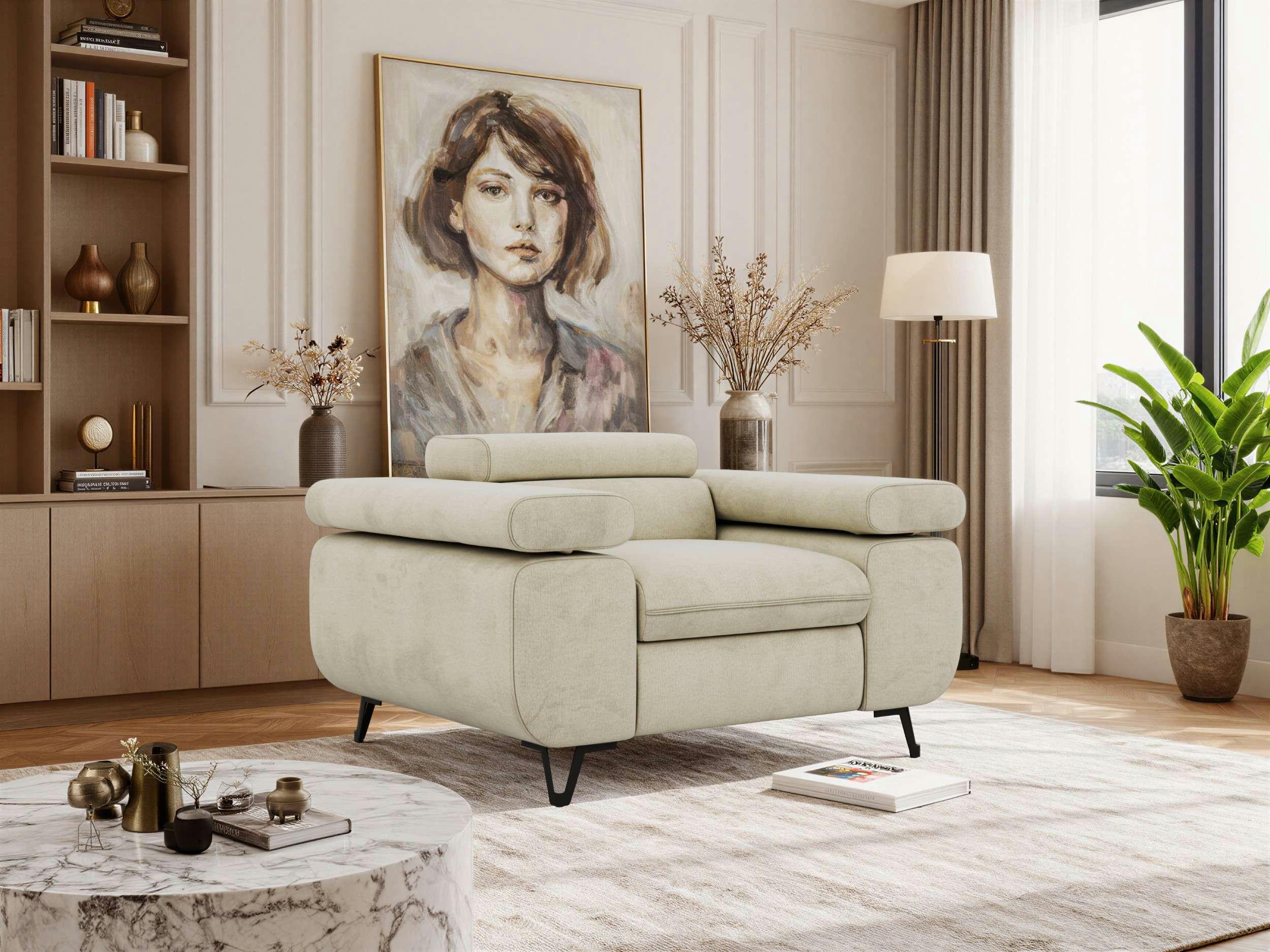 wohnli-moebel-suche-800001750483-1 SESSEL PETER 1 - Beige Velvet Textil MKS Möbel > Sessel > Polstersessel Beige