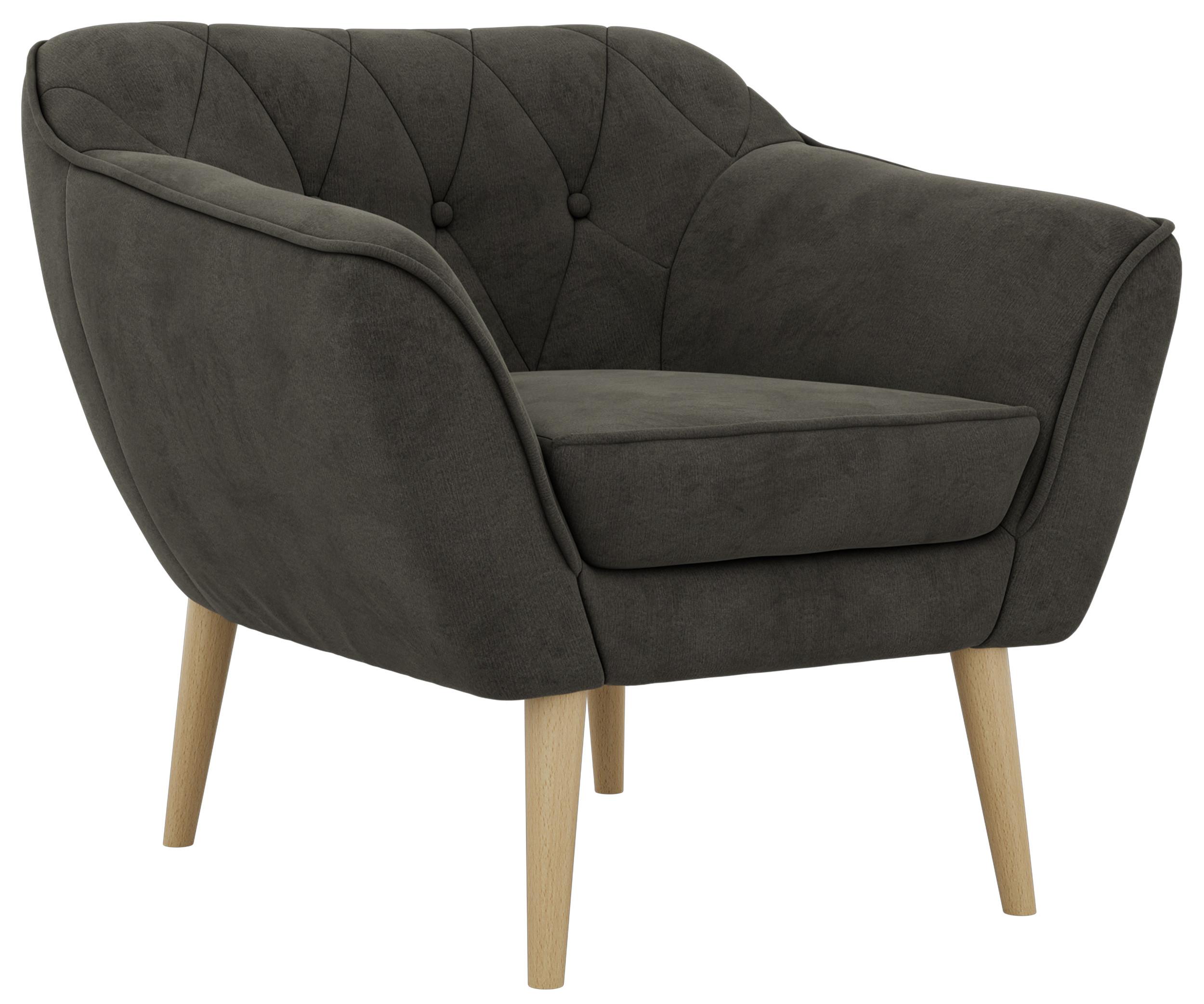 wohnli-moebel-suche-800001750486 Wohnli Möbelsuche - SESSEL PIRS - Dunkelgrau Velvet - Holzbeine