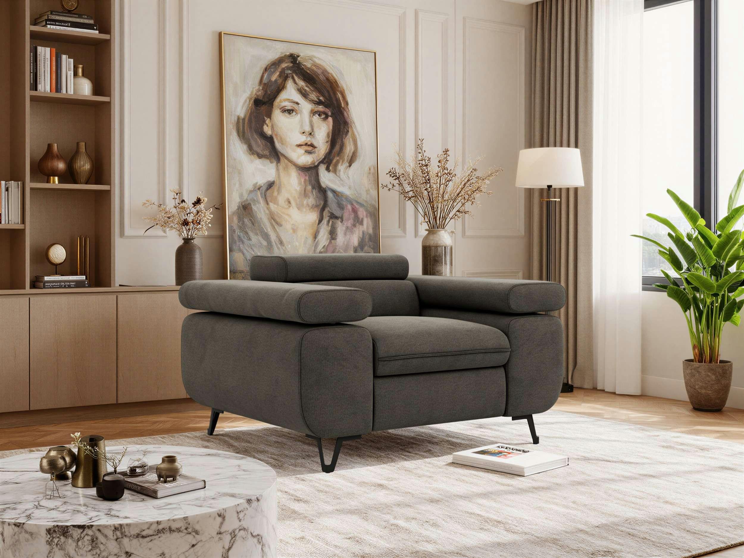 wohnli-moebel-suche-800001750494-1 SESSEL PETER 1 - Dunkelgrau Velvet Textil MKS Möbel > Sessel > Polstersessel Grau