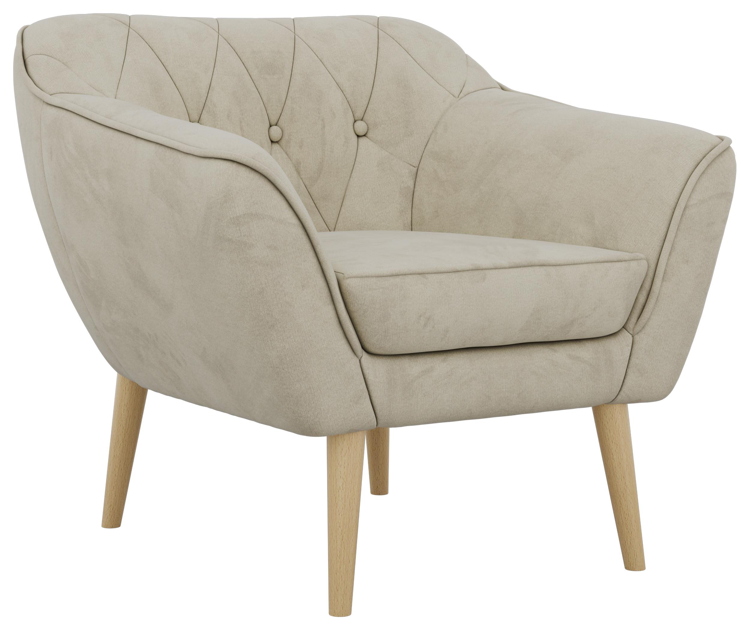 wohnli-moebel-suche-800001750561 Wohnli Möbelsuche - SESSEL PIRS - Beige Velvet - Holzbeine