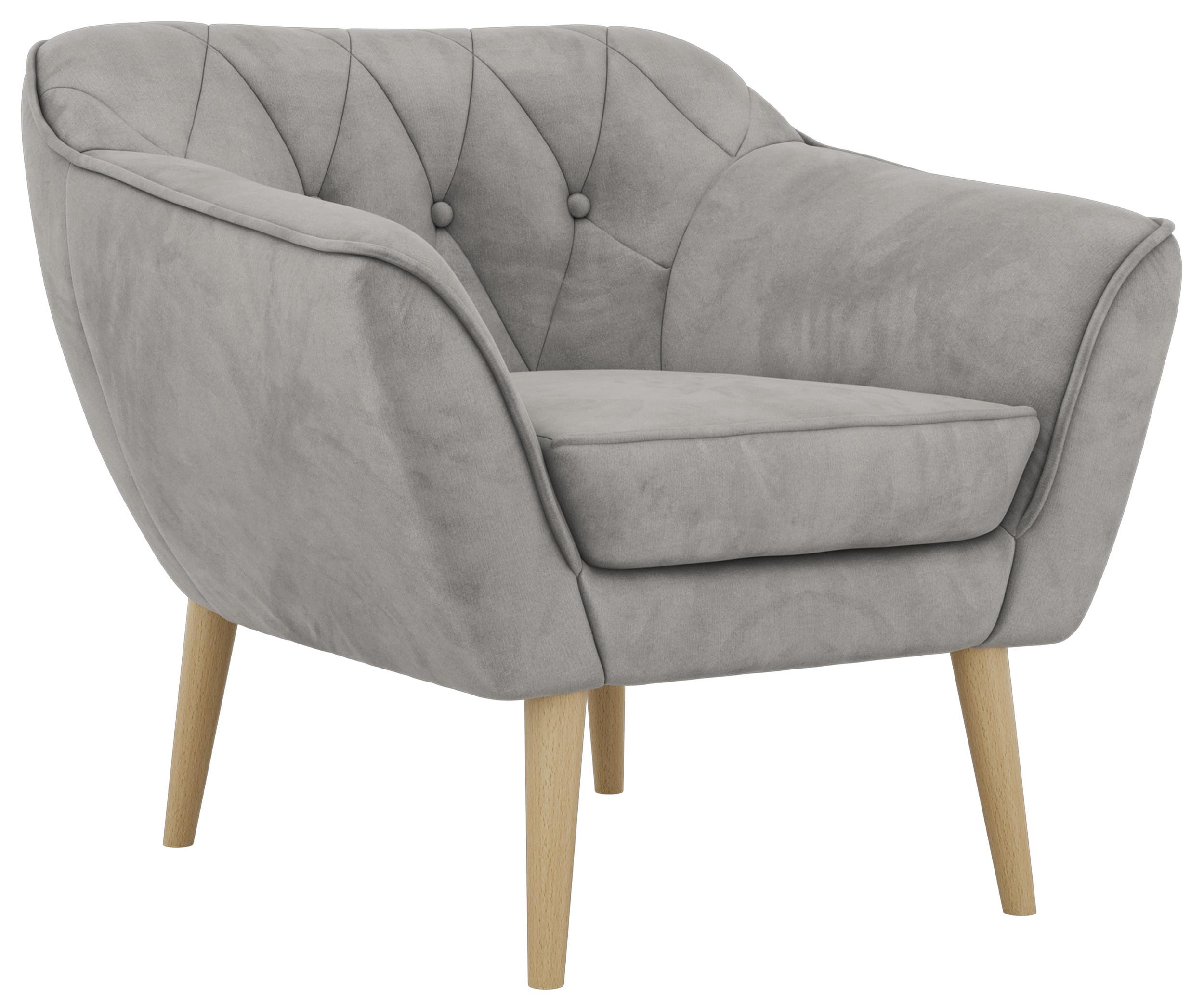 wohnli-moebel-suche-800001750564 Wohnli Möbelsuche - SESSEL PIRS - Hellgrau Velvet - Holzbeine