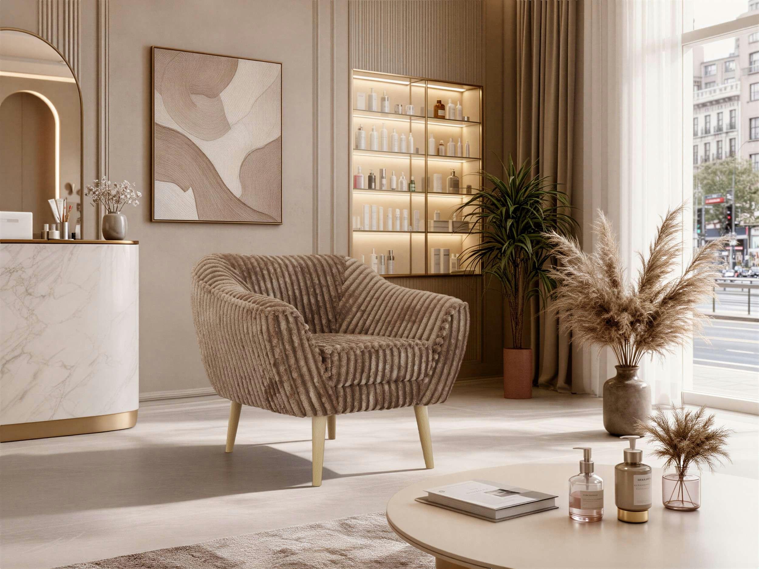 wohnli-moebel-suche-800001750570-1 SESSEL PIRS - Braun Cord - Holzbeine Textil MKS Möbel > Sessel > Polstersessel Braun