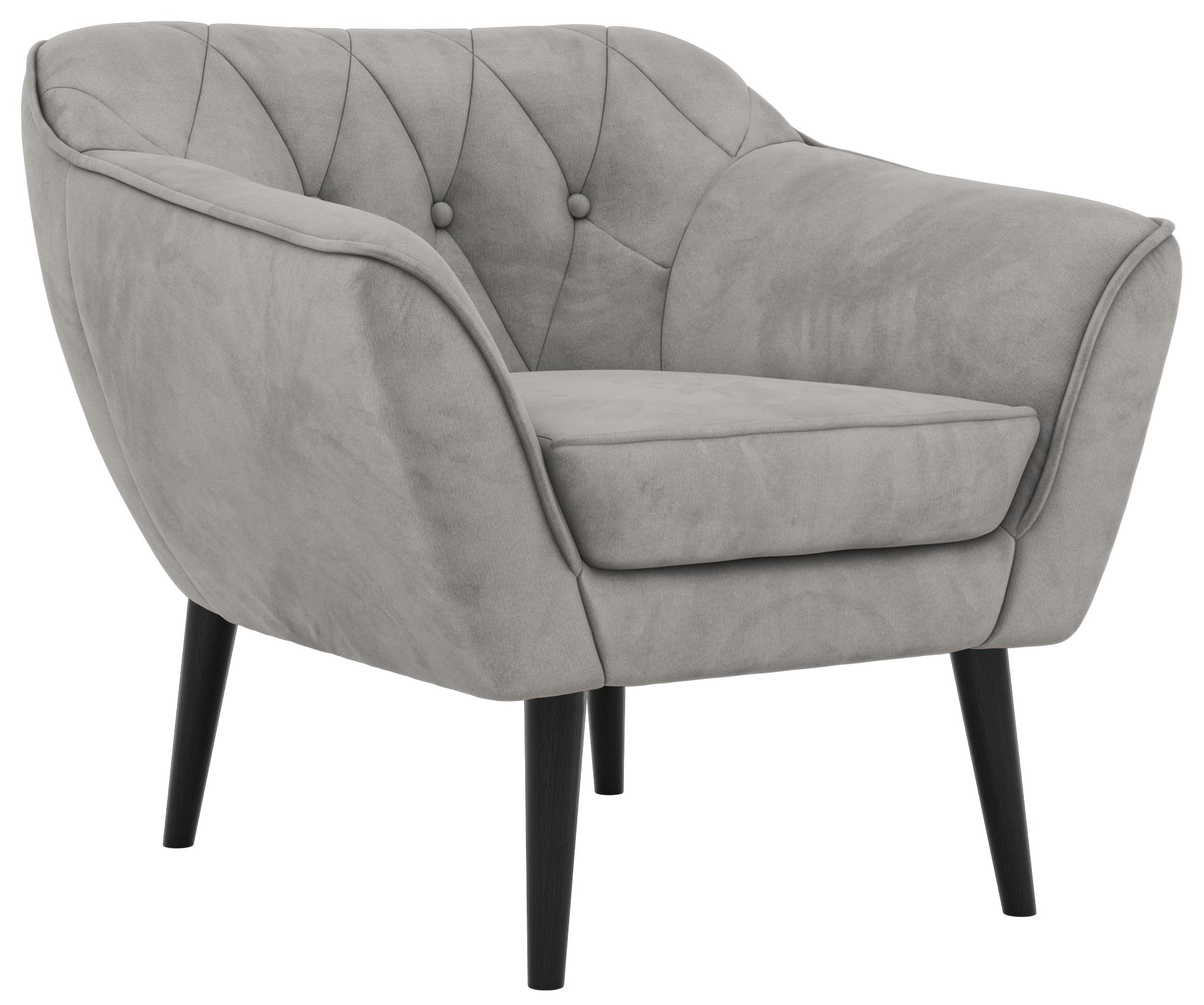 wohnli-moebel-suche-800001750612 Wohnli Möbelsuche - SESSEL PIRS - Hellgrau Velvet - Schwarze Beine