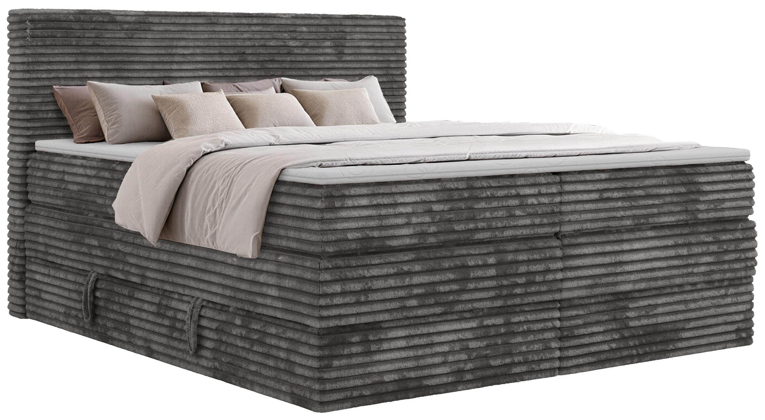wohnli-moebel-suche-800001750686 Wohnli Möbelsuche - BOXSPRINGBETT TILION KING 160/200 - Grau Cord - Topper Visco - H4