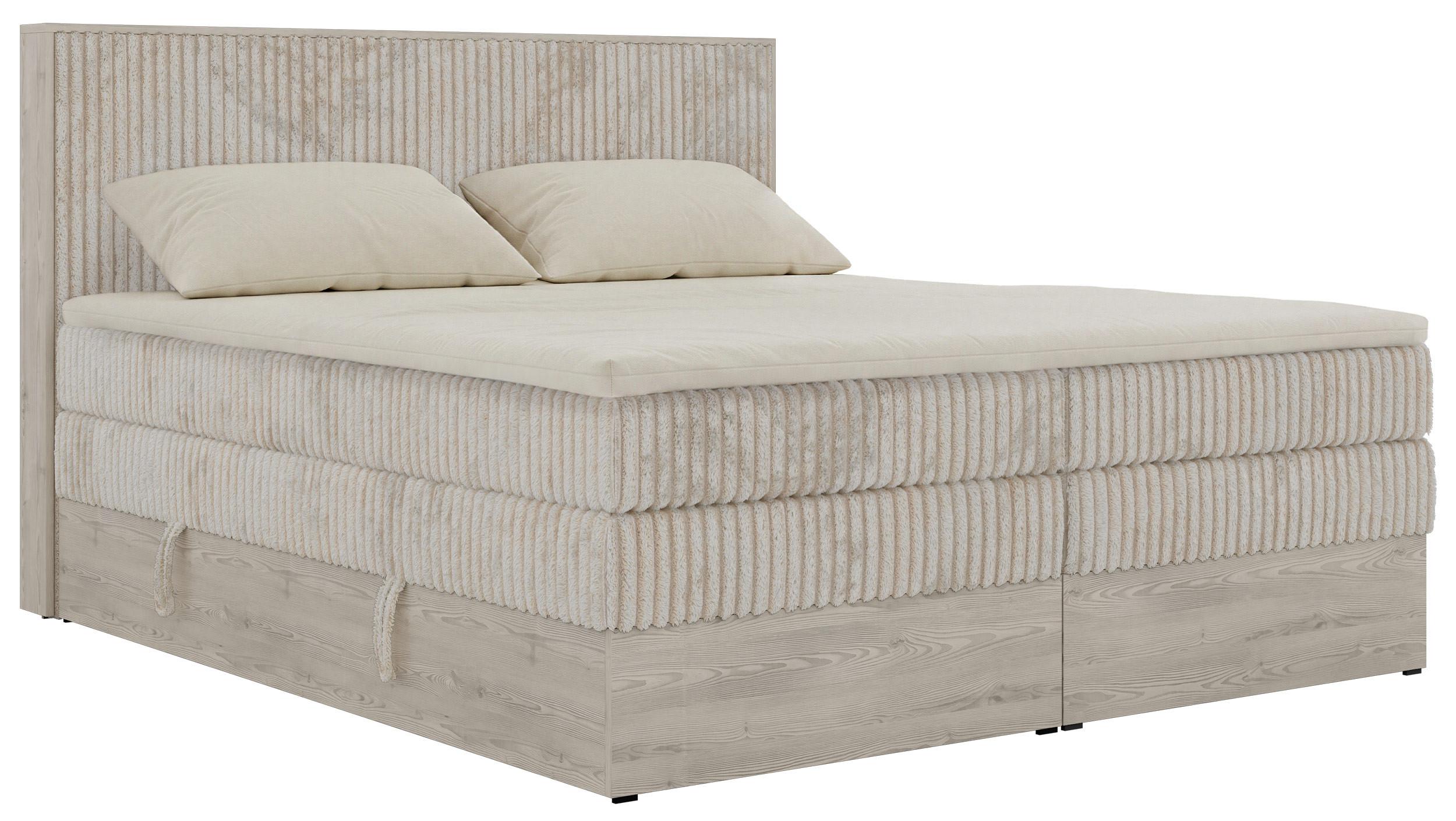 Wohnli Möbelsuche - BOXSPRINGBETT NORDIC KING 180/200 - Beige Cord - Topper T25 - H4
