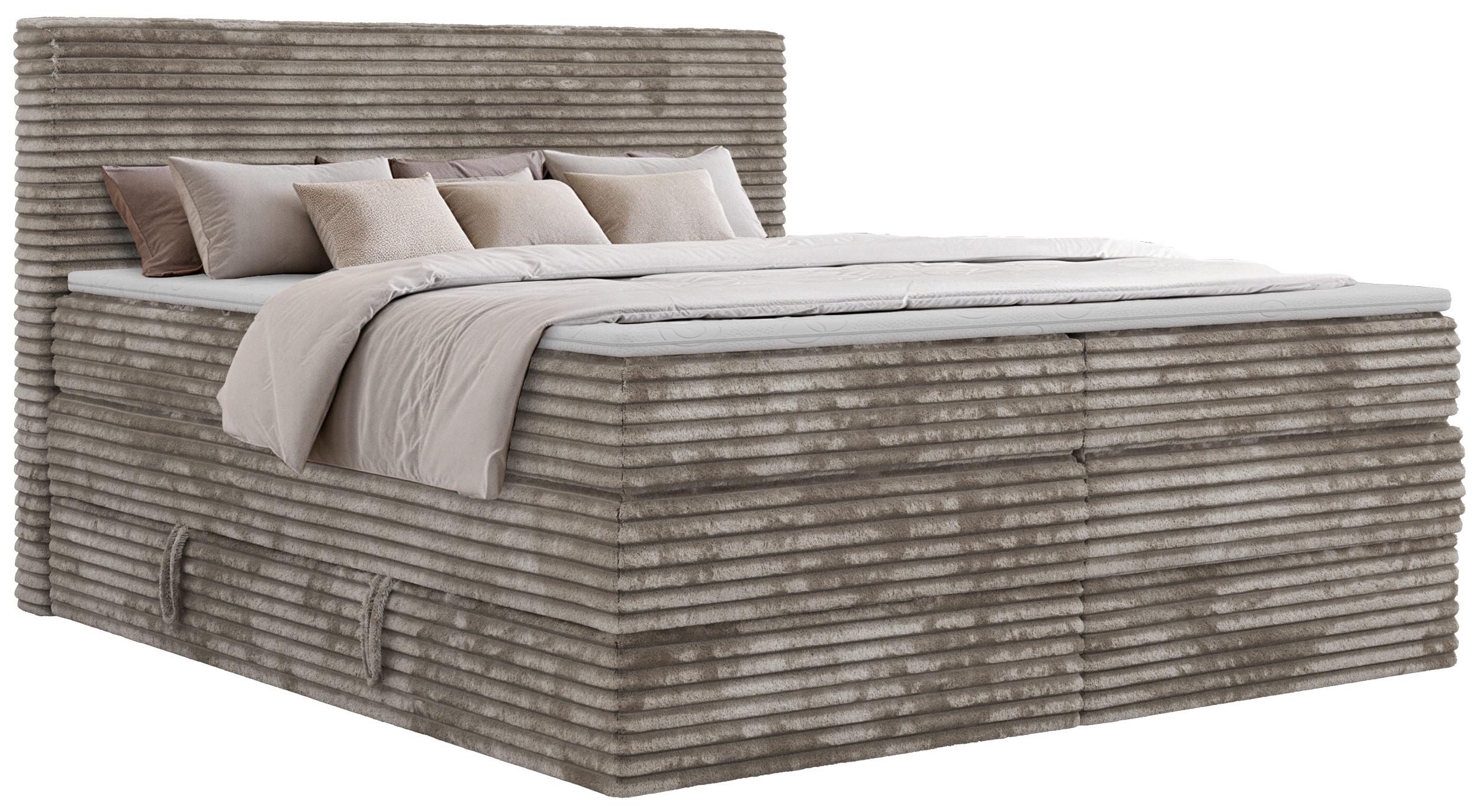 wohnli-moebel-suche-800001750725 Wohnli Möbelsuche - BOXSPRINGBETT TILION KING 200/200 - Hellbraun Cord - Topper T25 - H4