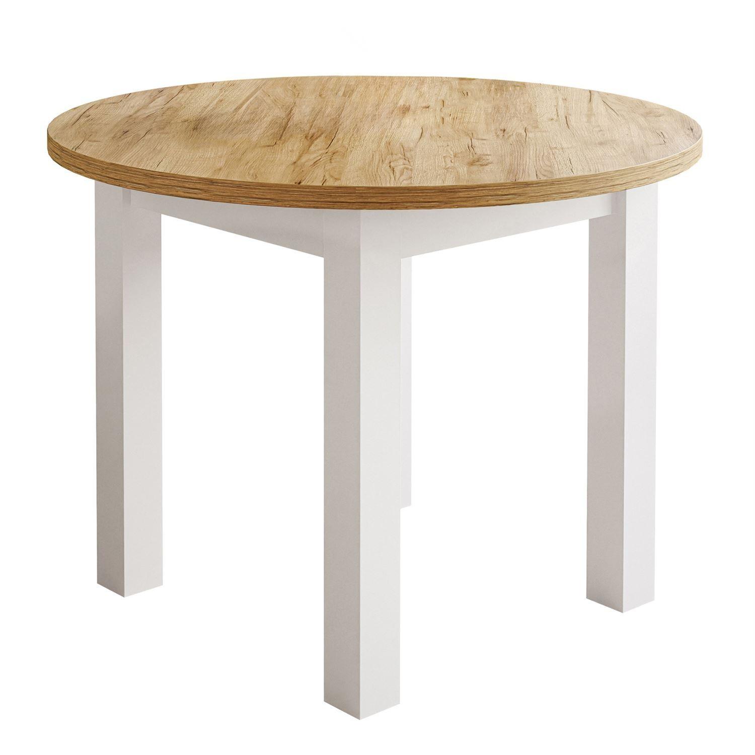 Wohnli Möbelsuche - ESSTISCH OLEA rund Weiß / Craft Gold Eiche