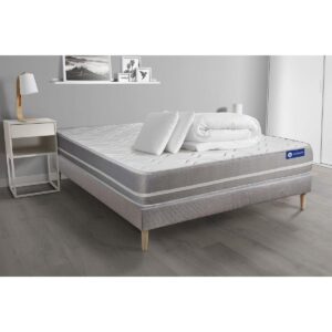BETT Actimemo touch Memory-Schaum 140 x 200 cm h1 - Kit Bettgestell Grau - Mit Kissen und Bettdecke Holz ACTISOM Möbel > Betten Grau