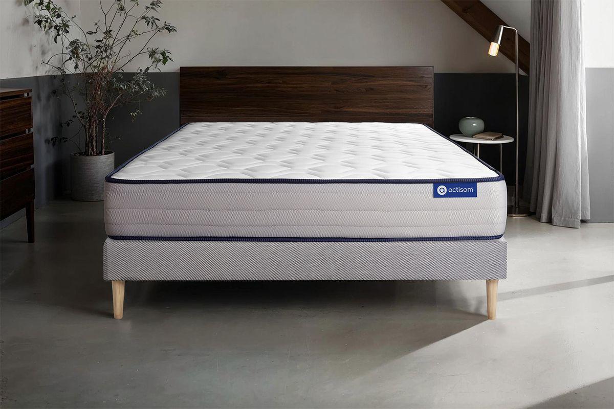 BETT Actiflex form Taschenfederkern und Memory-Schaum 90 x 190 cm h3 - Kit Bettgestell Grau Holz ACTISOM Möbel > Betten Grau