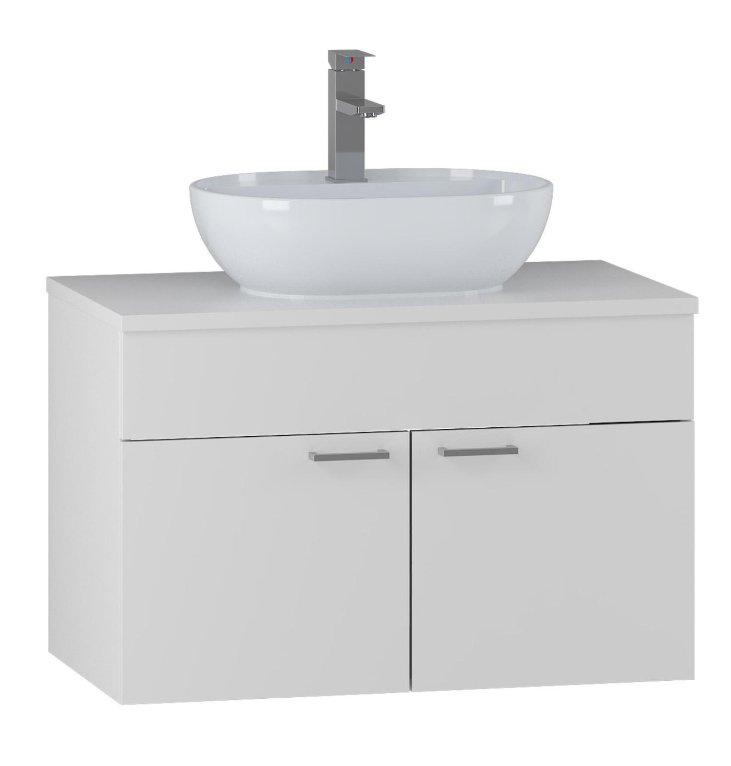 Wohnli Möbelsuche - WASCHBECKENUNTERSCHRANK Colorado 2 Schubladen Weiß Matt - 80 x 46 x 52 cm