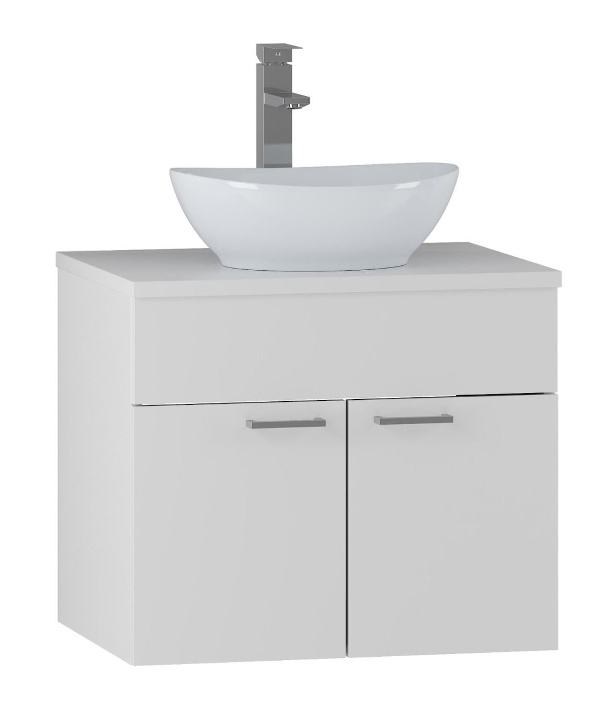 Wohnli Möbelsuche - WASCHBECKENUNTERSCHRANK Colorado 2 Schubladen Weiß Matt - 60 x 46 x 52 cm