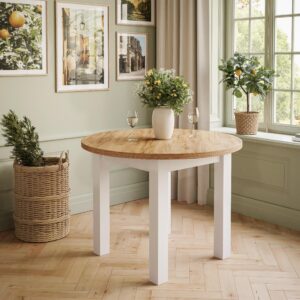 wohnli-moebel-suche-800001751437-1 ESSTISCH OLEA rund Weiß / Craft Gold Eiche Holzwerkstoff Lookway Möbel > Tische > Esstische Weiß