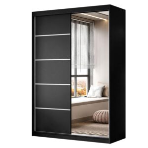 wohnli-moebel-suche-800001751556 Wohnli Möbelsuche - KLEIDERSCHRANK CAMARO II PLUS 150 cm mit Spiegel Schiebetürenschrank Schwarz