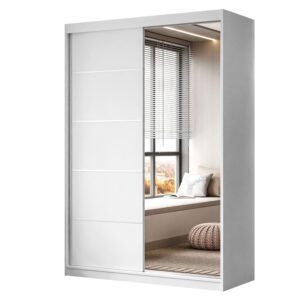 wohnli-moebel-suche-800001751560 Wohnli Möbelsuche - KLEIDERSCHRANK CAMARO II PLUS 150 cm mit Spiegel Schiebetürenschrank Weiß