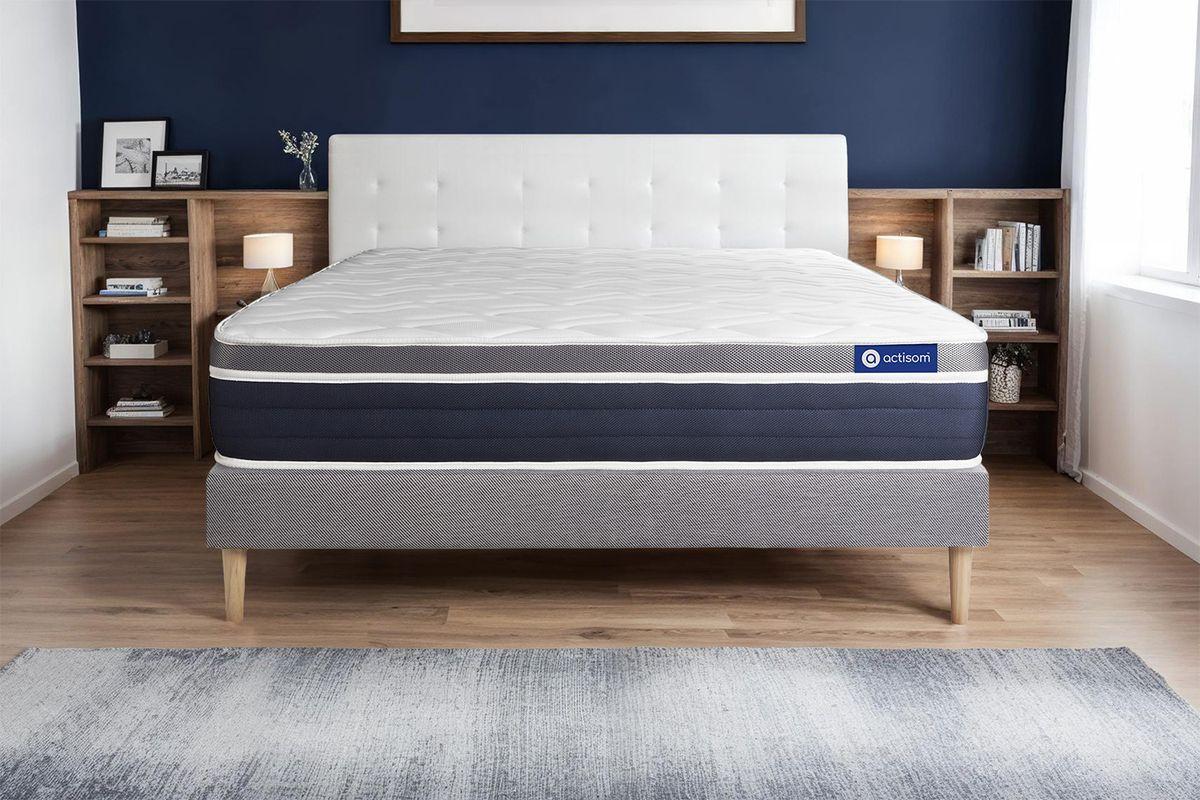 BETT Actiflex confort Taschenfederkern und Memory-Schaum 135 x 200 cm h2 - Kit Bettgestell Grau Holz ACTISOM Möbel > Betten Grau