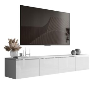 Wohnli Möbelsuche - TV-RACK CELINE GLOSS SILVER 200 cm mit LED-Beleuchtung (hängend)