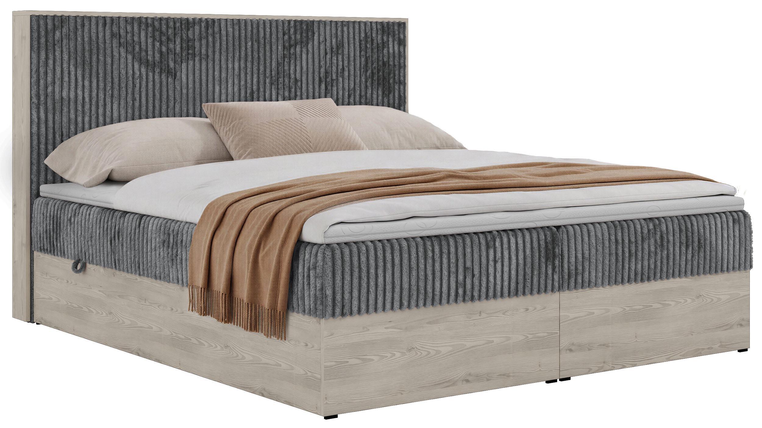wohnli-moebel-suche-800001752014 Wohnli Möbelsuche - BOXBETT NORDIC 140/200 - Grau Cord - Topper Visco - H4