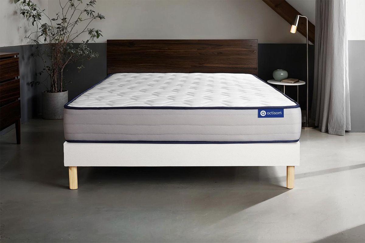 BETT Actiflex form Taschenfederkern und Memory-Schaum 130 x 190 cm h3 - Kit Bettgestell Weiß Holz ACTISOM Möbel > Betten Weiß