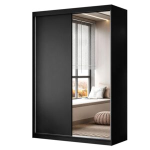 wohnli-moebel-suche-800001752317 Wohnli Möbelsuche - KLEIDERSCHRANK CAMARO II 150 cm mit Spiegel Schiebetürenschrank Schwarz