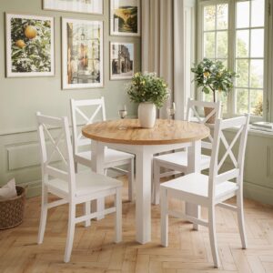 ESSZIMMERSET OLEA Tisch + 4 Stühle Holzwerkstoff Lookway Möbel > Bänke > Eckbänke Weiß