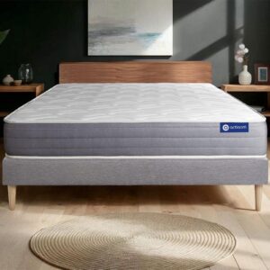 wohnli-moebel-suche-800001752733-1 BETT Actiflex dream Taschenfederkern und Memory-Schaum 120 x 195 cm h1 - Kit Bettgestell Grau Holz ACTISOM Möbel > Betten Grau