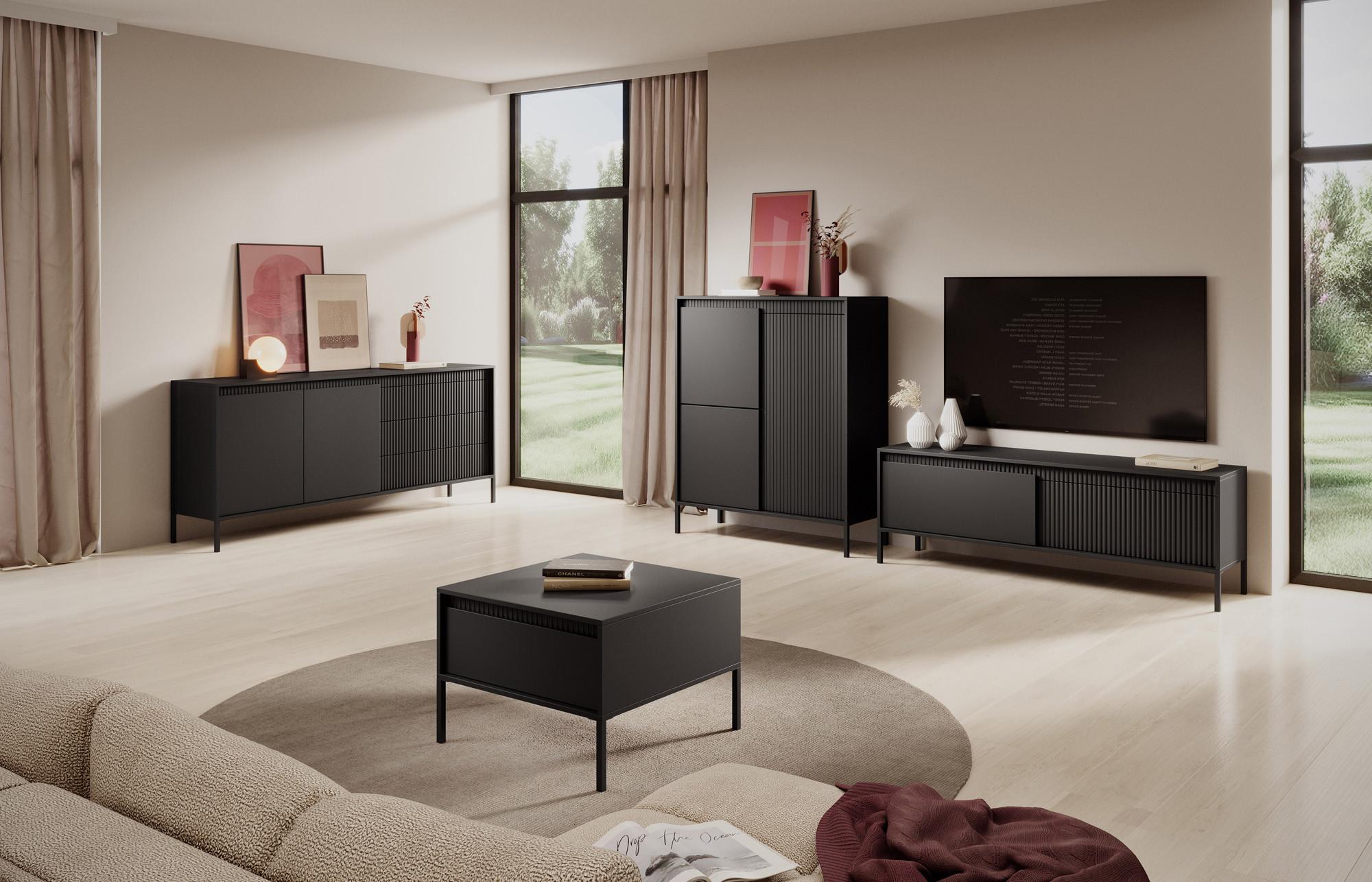 SIDEBOARD Cindy in Schwarz 187/81/40 cm Holzwerkstoff WFL GROUP Möbel > Kommoden & Schubladenschränke > Kommoden Schwarz