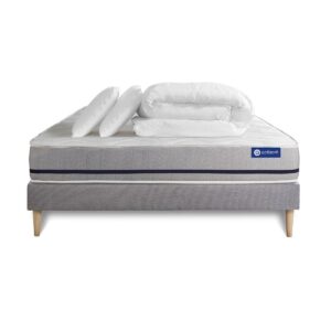 Wohnli Möbelsuche - BETT Actimemo soft Memory-Schaum 160 x 200 cm h2 - Kit Bettgestell Grau - Mit Kissen und Bettdecke