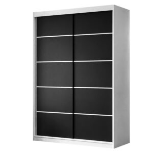 wohnli-moebel-suche-800001753005 Wohnli Möbelsuche - KLEIDERSCHRANK CAMARO PLUS 150 cm Schiebetürenschrank Weiß / Schwarz