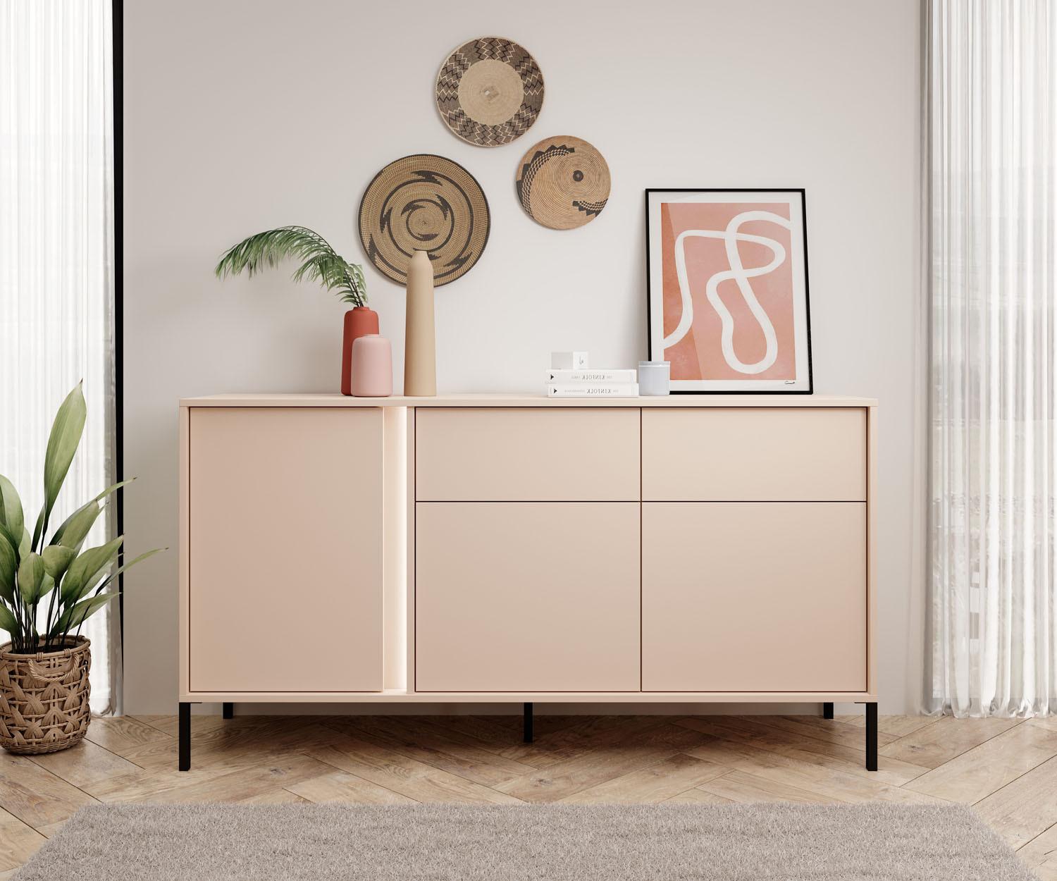 SIDEBOARD Donna in Beige mit LED 153/81/40 cm Holzwerkstoff WFL GROUP Möbel > Kommoden & Schubladenschränke > Kommoden Beige
