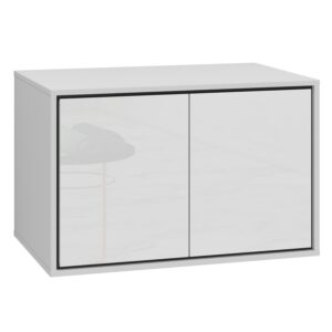 Wohnli Möbelsuche - WASCHBECKENUNTERSCHRANK Capri 2 Schubladen Weiß Hochglanz - 78 x 48 x 51 cm