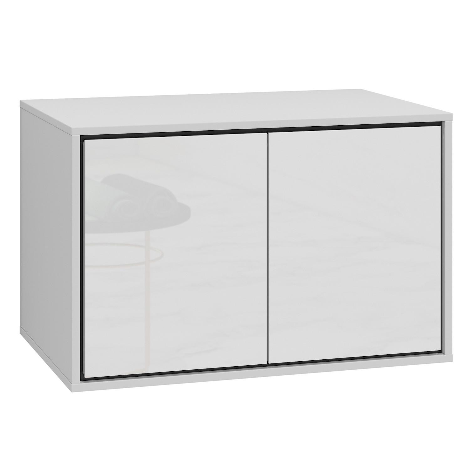 Wohnli Möbelsuche - WASCHBECKENUNTERSCHRANK Capri 2 Schubladen Weiß Hochglanz - 78 x 48 x 51 cm