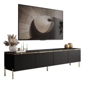 wohnli-moebel-suche-800001753385 Wohnli Möbelsuche - TV-SCHRANK CELINE 200 cm schwarz matt auf gerade goldenen Füßen
