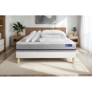 wohnli-moebel-suche-800001753487-1 BETT Actimemo soft Memory-Schaum 140 x 190 cm h2 - Kit Bettgestell Weiß - Mit Kissen und Bettdecke Holz ACTISOM Möbel > Betten Weiß