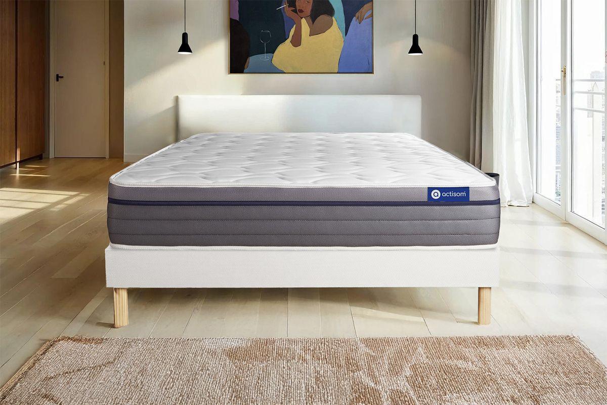 BETT Actimemo zen Memory-Schaum 120 x 220 cm h1 - Kit Bettgestell Weiß Holz ACTISOM Möbel > Betten Weiß