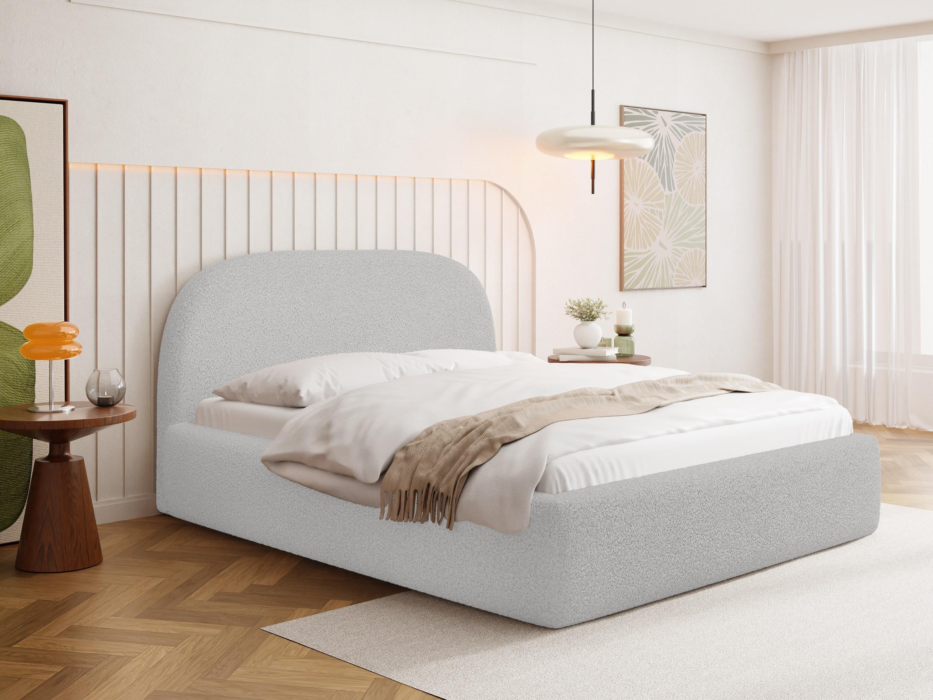 Hellgrau Boucle 120 x 200 cm – mit Metall-Lattenrost