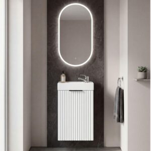 wohnli-moebel-suche-800001753916-1 WASCHTISCHKOMBI Niva hängend geriffelt in Weiß Matt 40/49/22 cm Holzwerkstoff WFL GROUP Möbel > Schränke > Badezimmerschränke > Waschbeckenunterschränke Weiß