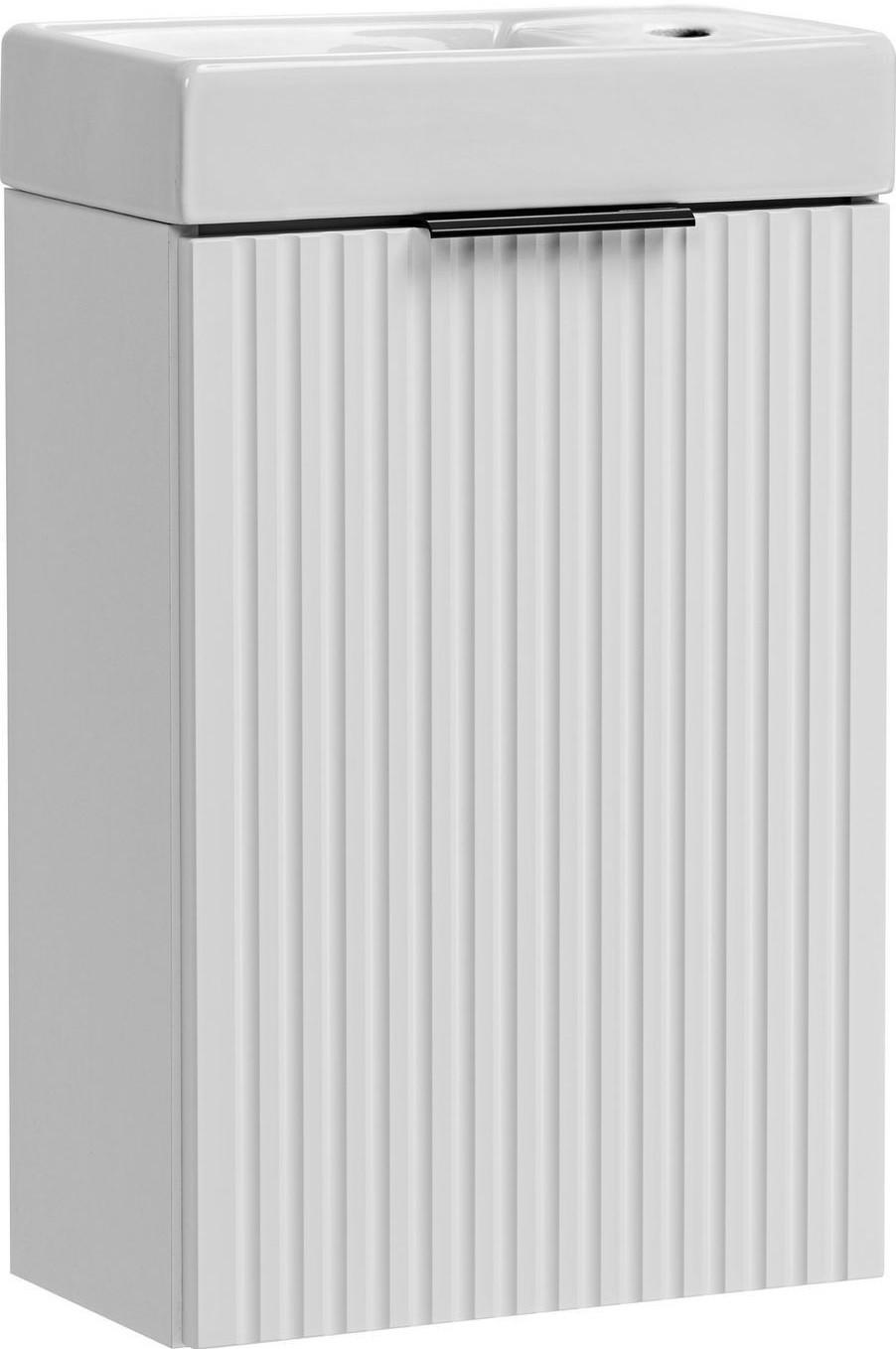 wohnli-moebel-suche-800001753916 Wohnli Möbelsuche - WASCHTISCHKOMBI Niva hängend geriffelt in Weiß Matt 40/49/22 cm