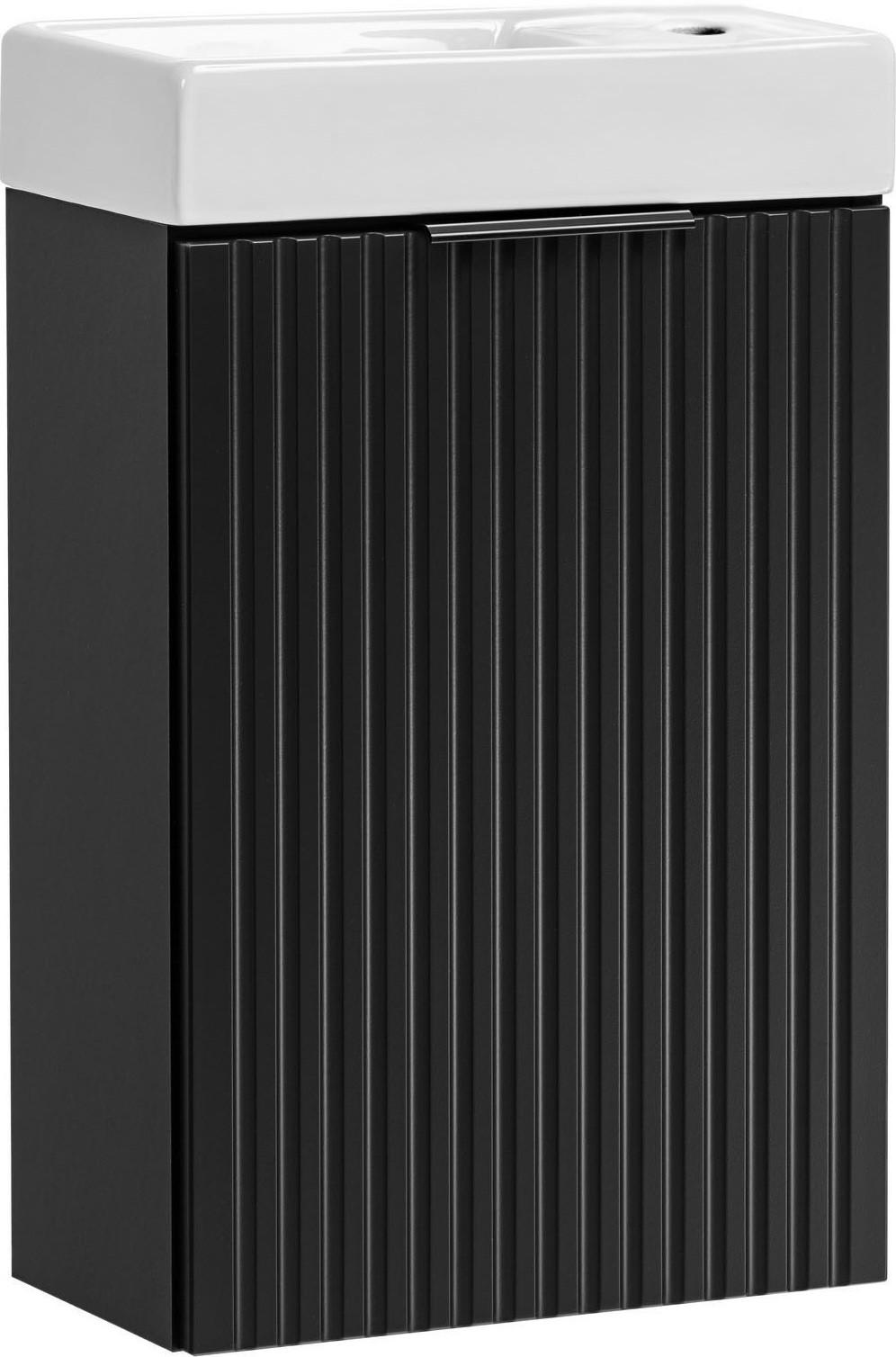 wohnli-moebel-suche-800001753929 Wohnli Möbelsuche - WASCHTISCHKOMBI Niva hängend geriffelt in Schwarz Matt 40/49/22 cm