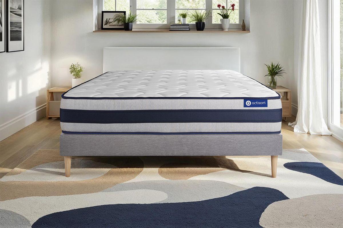 BETT Actiflex ergo Taschenfederkern und Memory-Schaum 130 x 210 cm h4 - Kit Bettgestell Grau Holz ACTISOM Möbel > Betten Grau