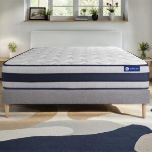 wohnli-moebel-suche-800001753960-1 BETT Actiflex ergo Taschenfederkern und Memory-Schaum 200 x 200 cm h4 - Kit Bettgestell Grau Holz ACTISOM Möbel > Betten Grau