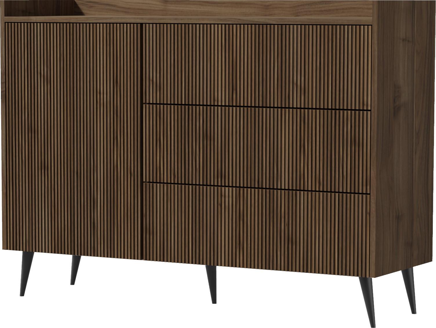 Wohnli Möbelsuche - KOMMODE Arysa in Braun Walnuss Holzoptik 92/126/41 cm