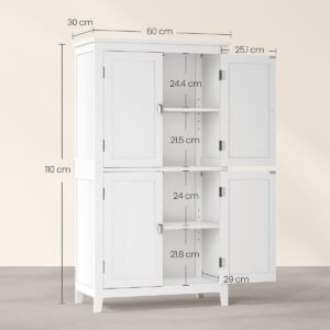wohnli-moebel-suche-800001764103-1 KLEINES Aufbewahrungsmöbel 4 Türen Weiß - H110 cm Holzwerkstoff Calicosy Möbel > Schränke > Badezimmerschränke Weiß